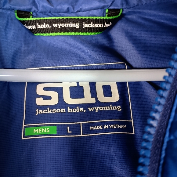 Stio Pinion Down Hooded Men's L Blue Goose Down Pertex Outdoors Puffer Jacket - Picture 2 of 13